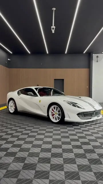 White Ferrari 812 completed with Color PPF, custom wheels and peelable paint at WrapME