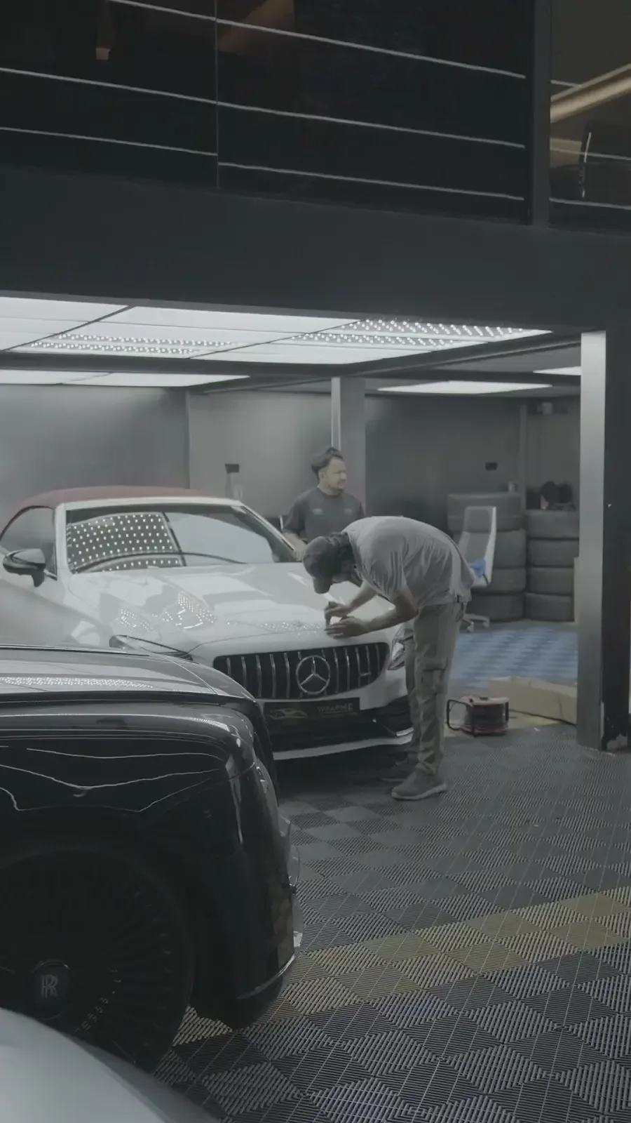 Color PPF being applied to a Mercedes C63 at WrapME